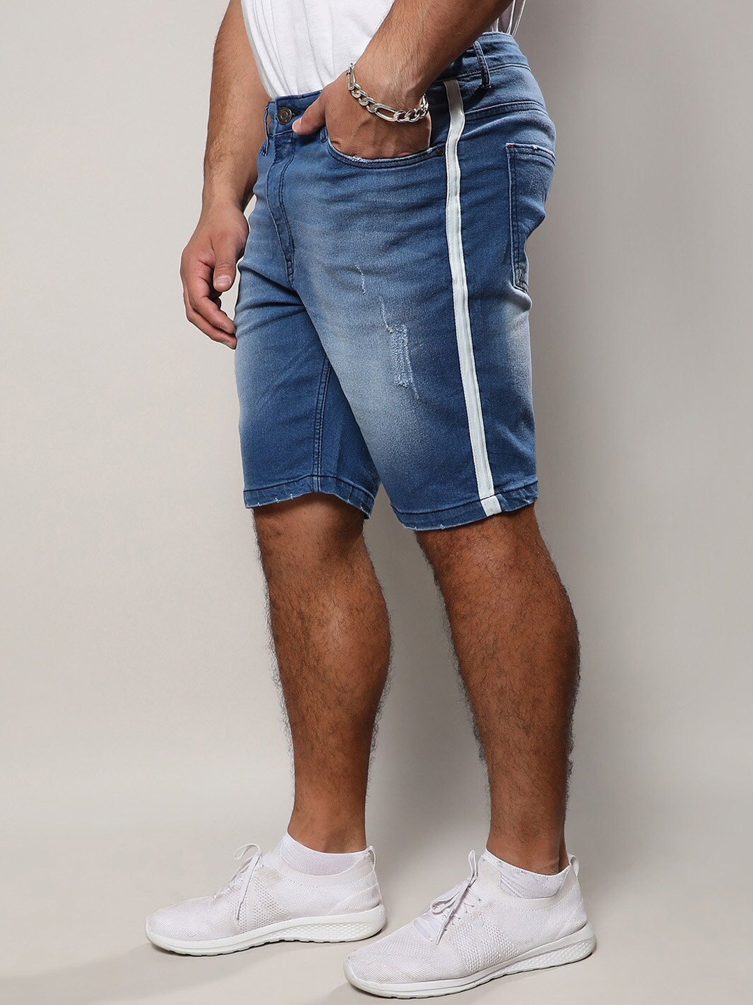 

Instafab Plus Cotton Denim Shorts, Blue