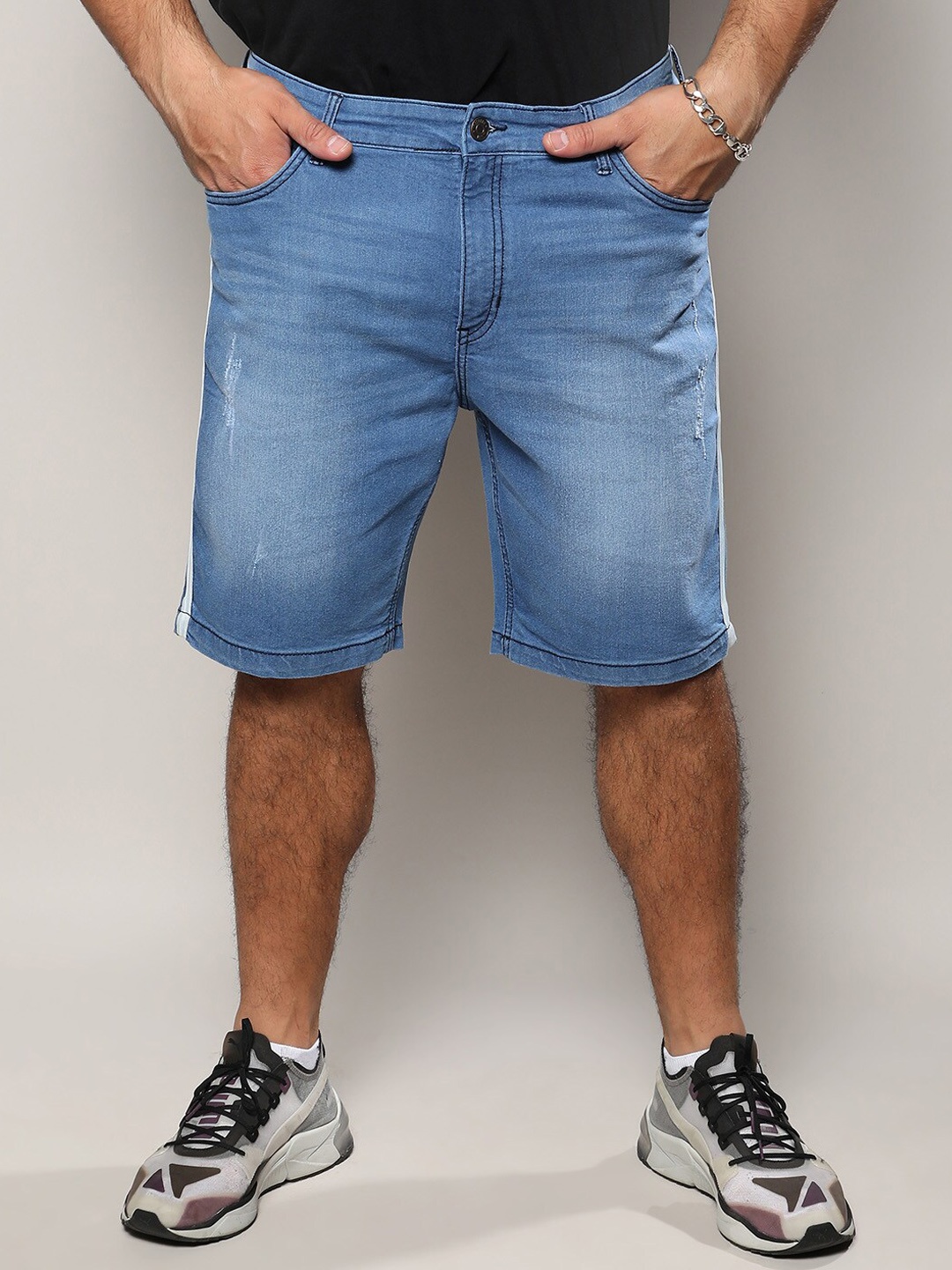 

Instafab Plus Cotton Denim Shorts, Blue