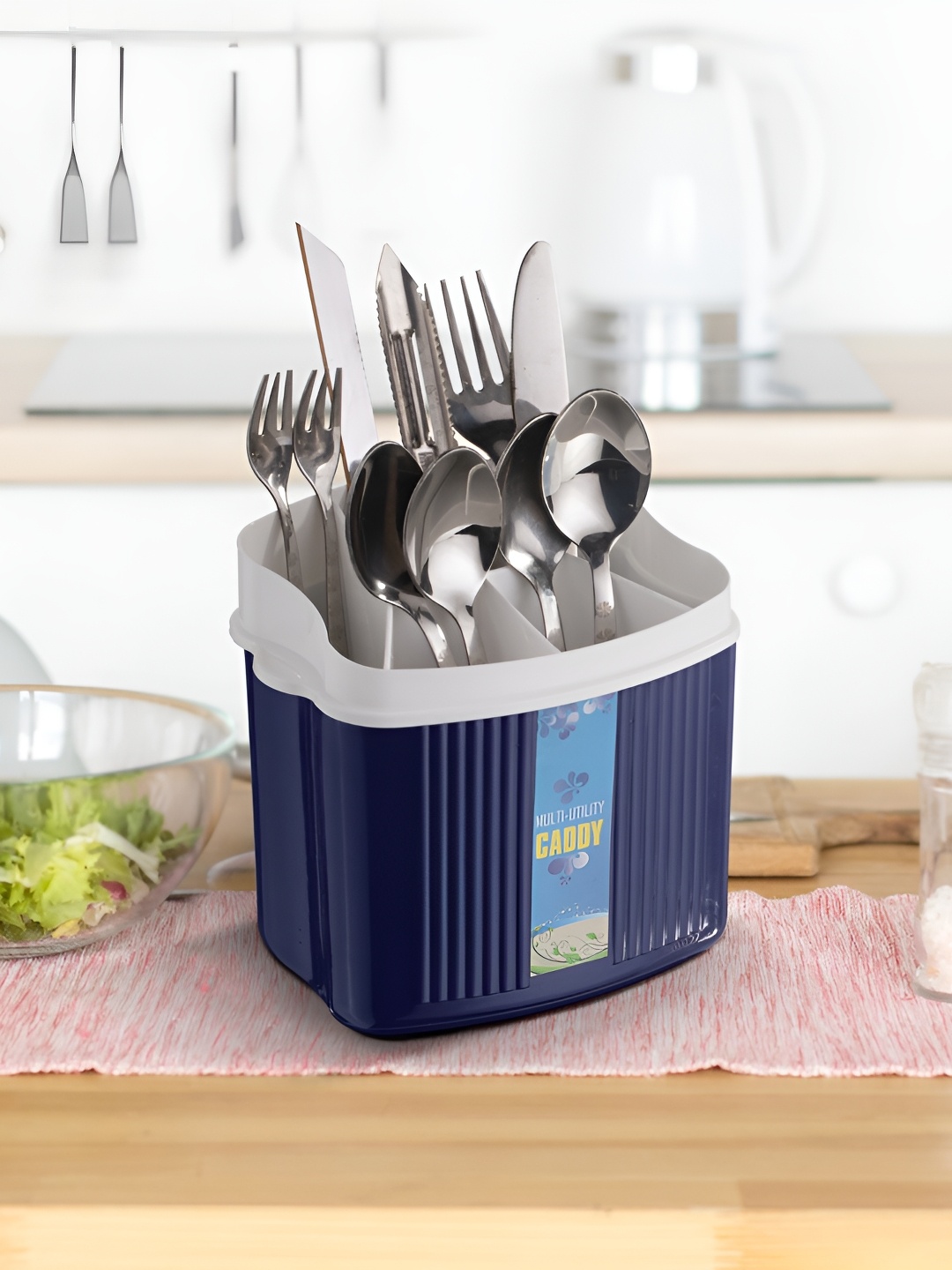 

SELVEL Blue Textured BPA Free Cutlery Holder Case