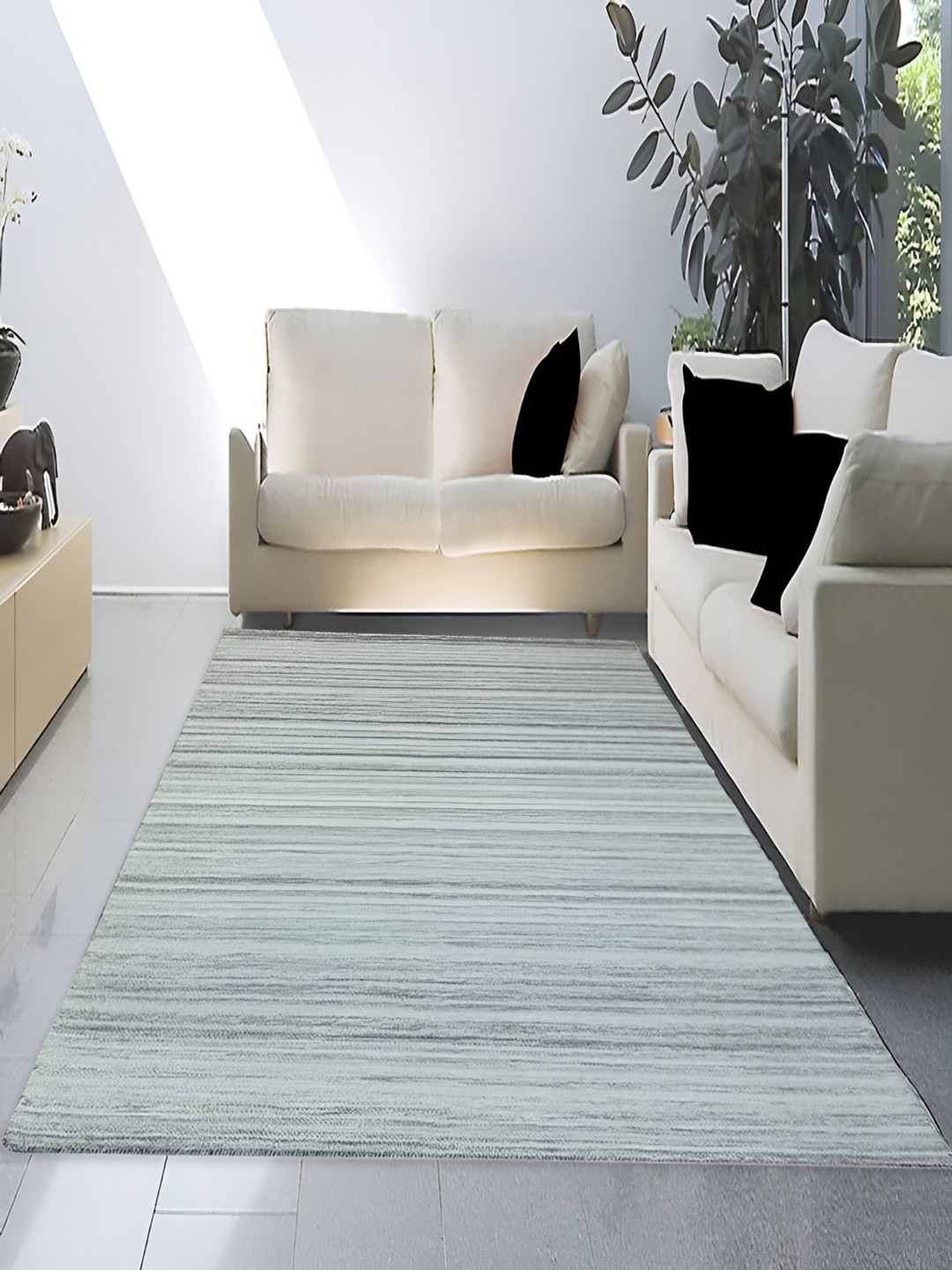 

MRIC Grey Striped Handmade Woollen Carpet