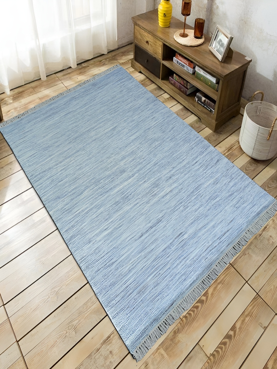 

MRIC Blue Striped Handmade Woollen Carpet