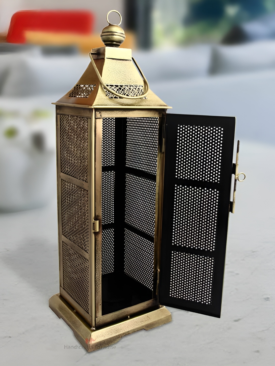

HANDICRAFTS PARADISE Gold Toned Tea Light Lamp shaped Extra Large Showpiece
