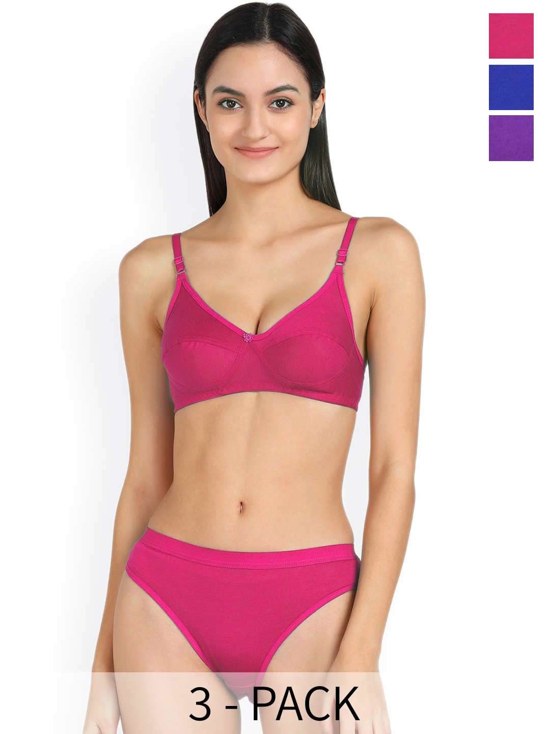 

Aamarsh Pack of 3 Cotton Lingerie Set, Blue