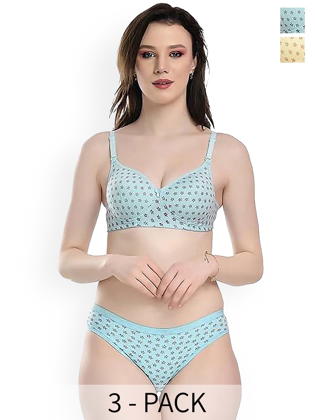 

Aamarsh Pack Of 2 Printed Cotton Lingerie Set, Blue