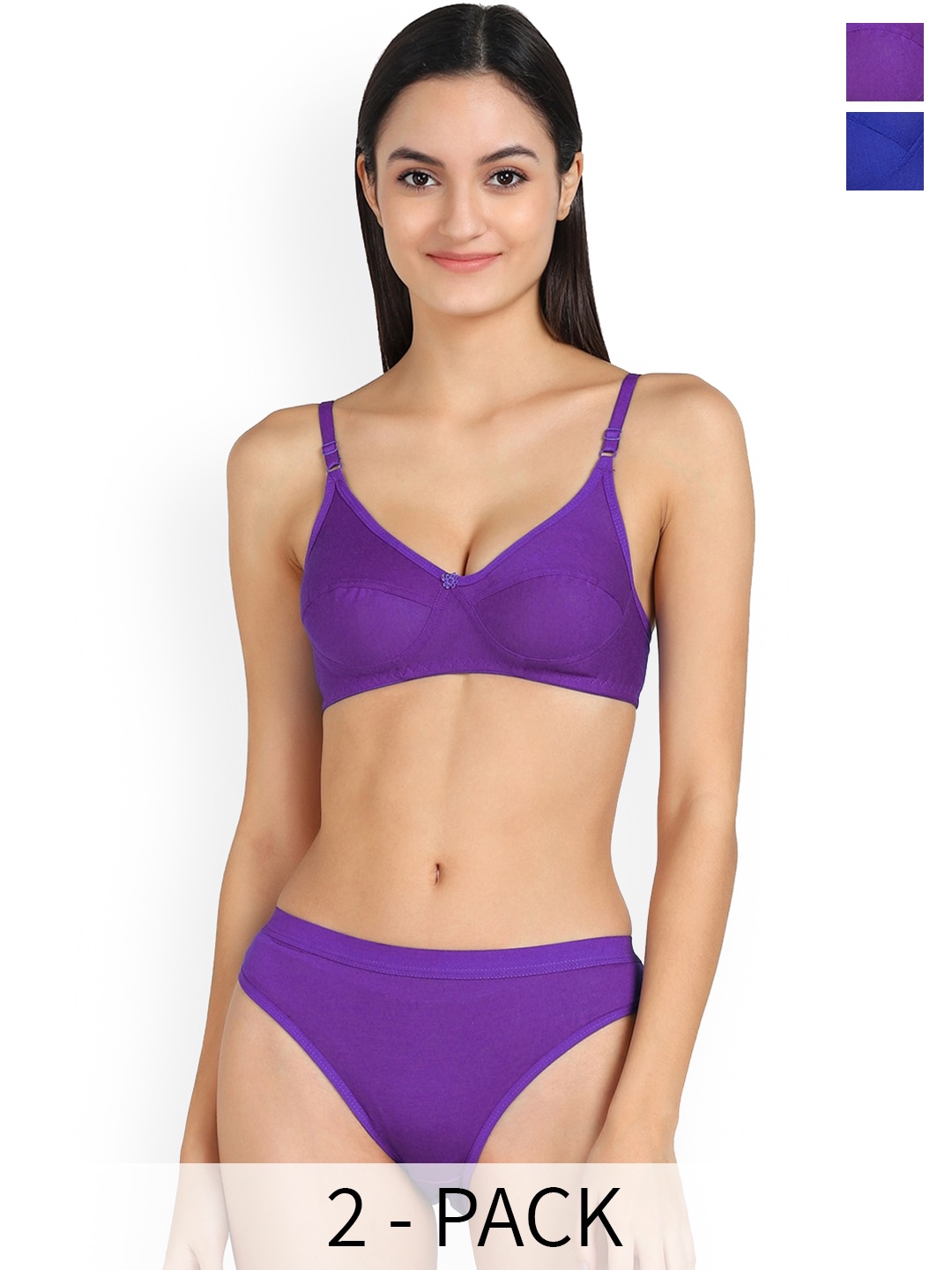 

Aamarsh Pack of 2 Cotton Lingerie Set, Blue