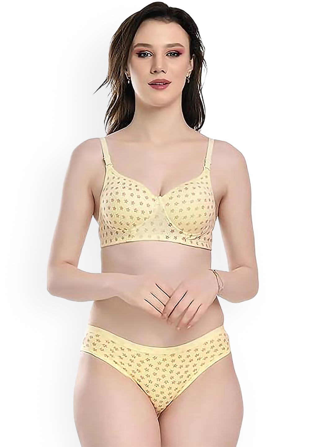 

Aamarsh Printed Cotton Lingerie Set, Yellow