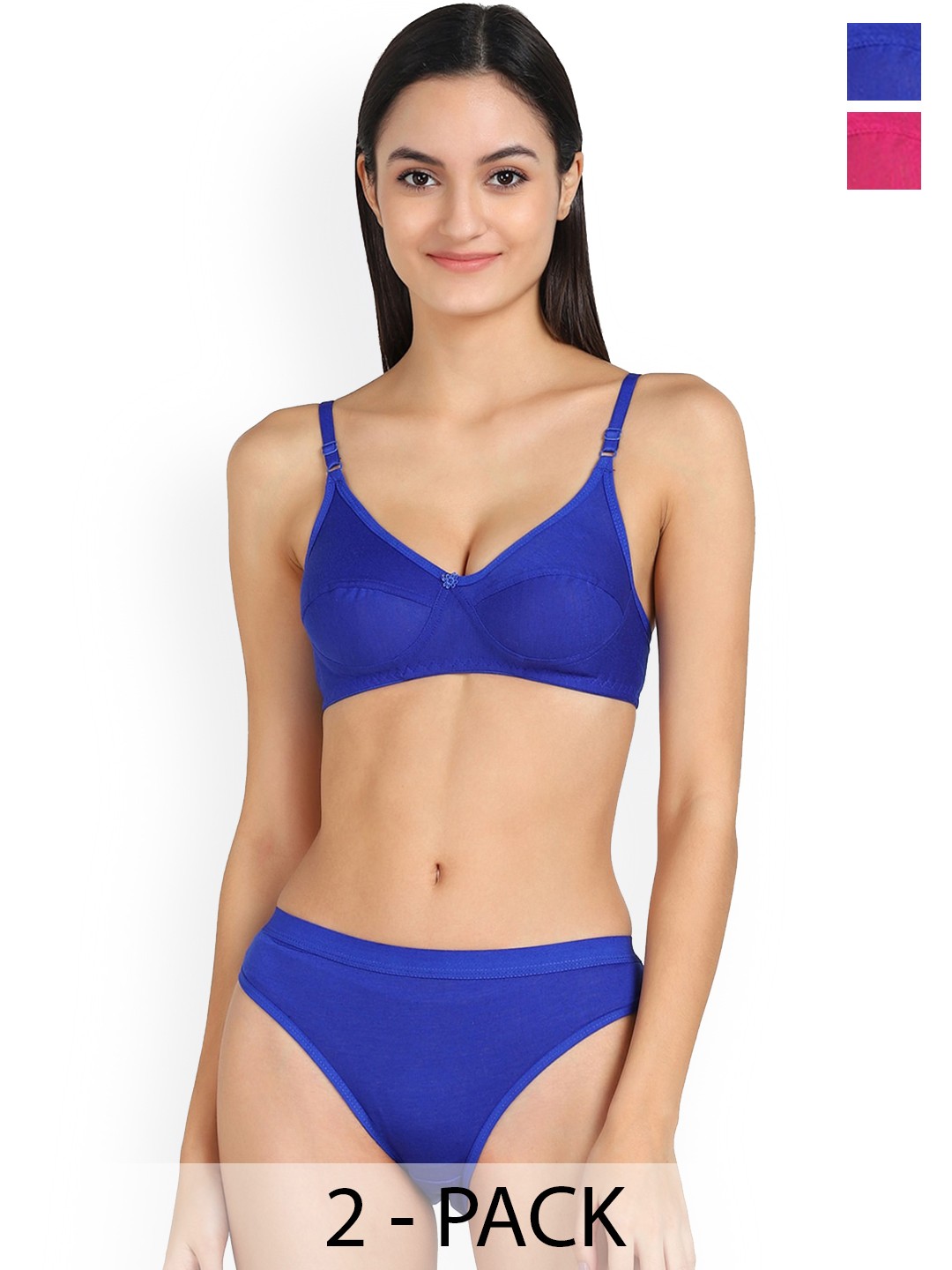 

AROUSY Pack of 2 Cotton Bikini Lingerie Set, Blue
