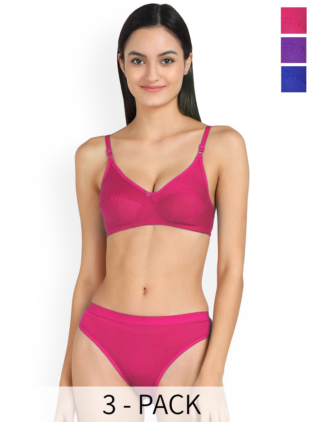 

PIBU Pack Of 2 Cotton Lingerie Sets, Blue