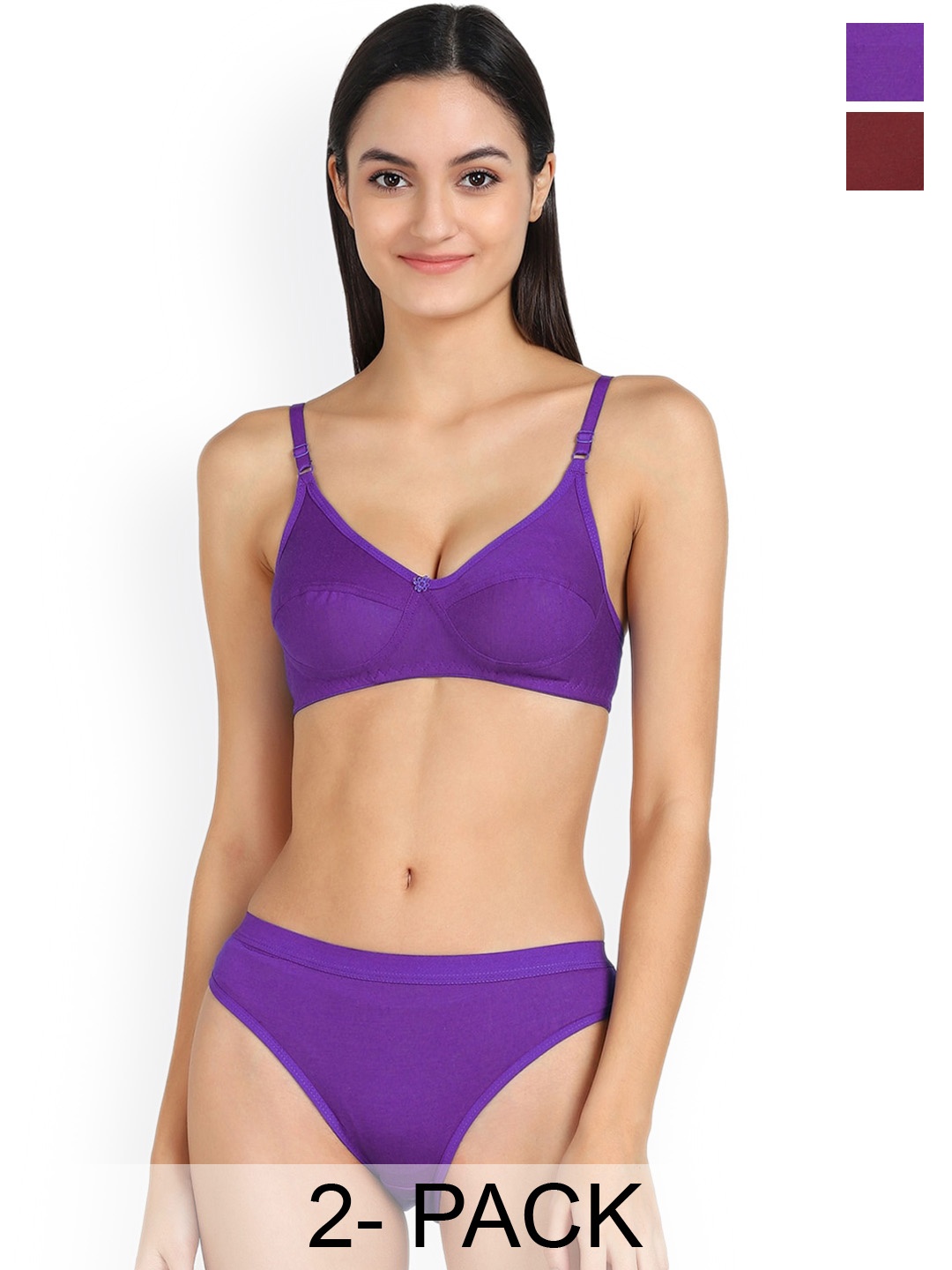 

Aamarsh Pack Of 2 Cotton Lingerie Set, Purple