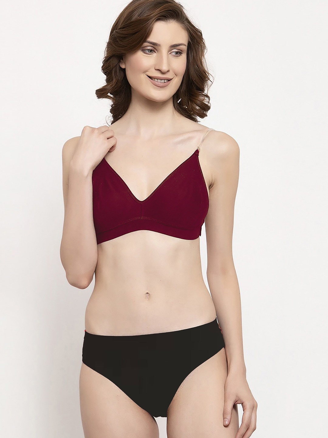 

Aamarsh Cotton Non-Padded Lingerie Set-B_TPS-B_Set_Maroon_30