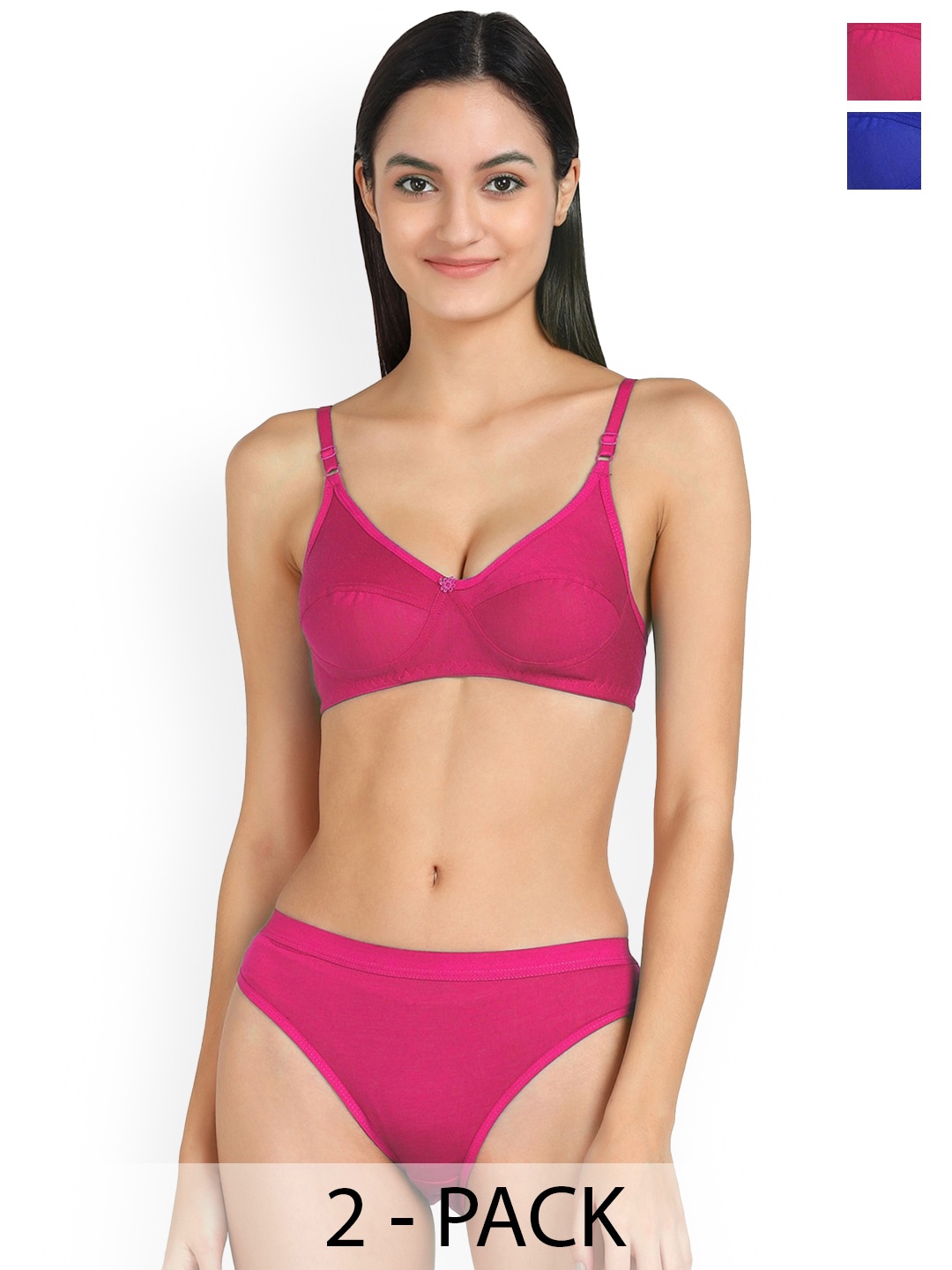 

Aamarsh Pack Of 2 Cotton Non-Padded Lingerie Set T_Ruchi Set_Blue,Pink_30