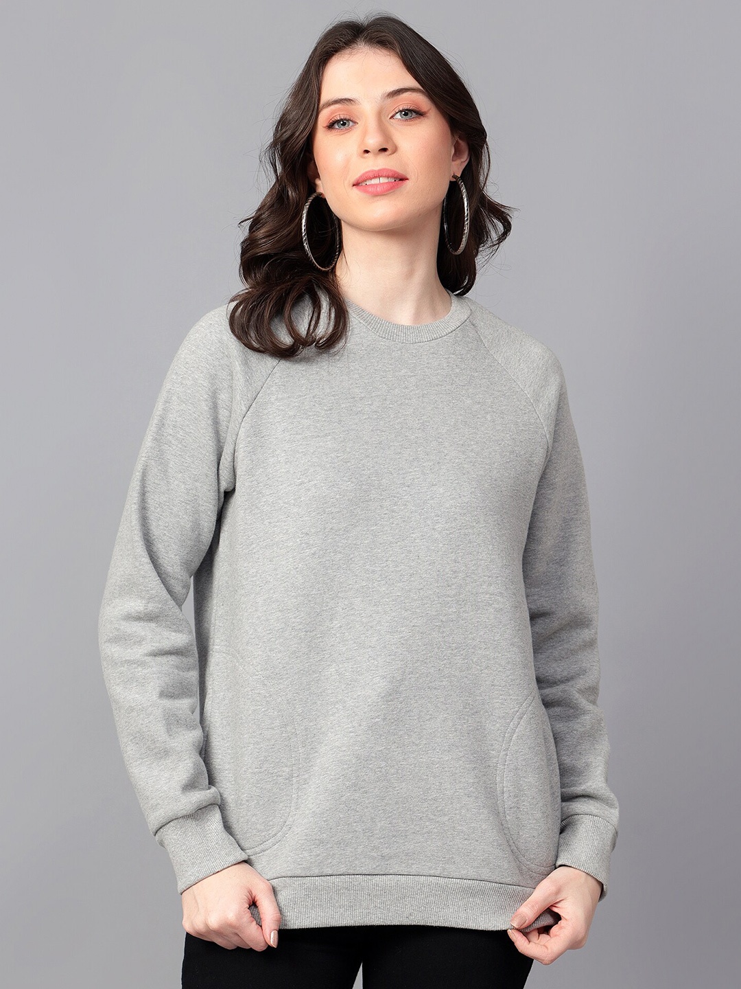 

Hencemade Round Neck Therma Fit Fleece Pullover Sweatshirt, Grey
