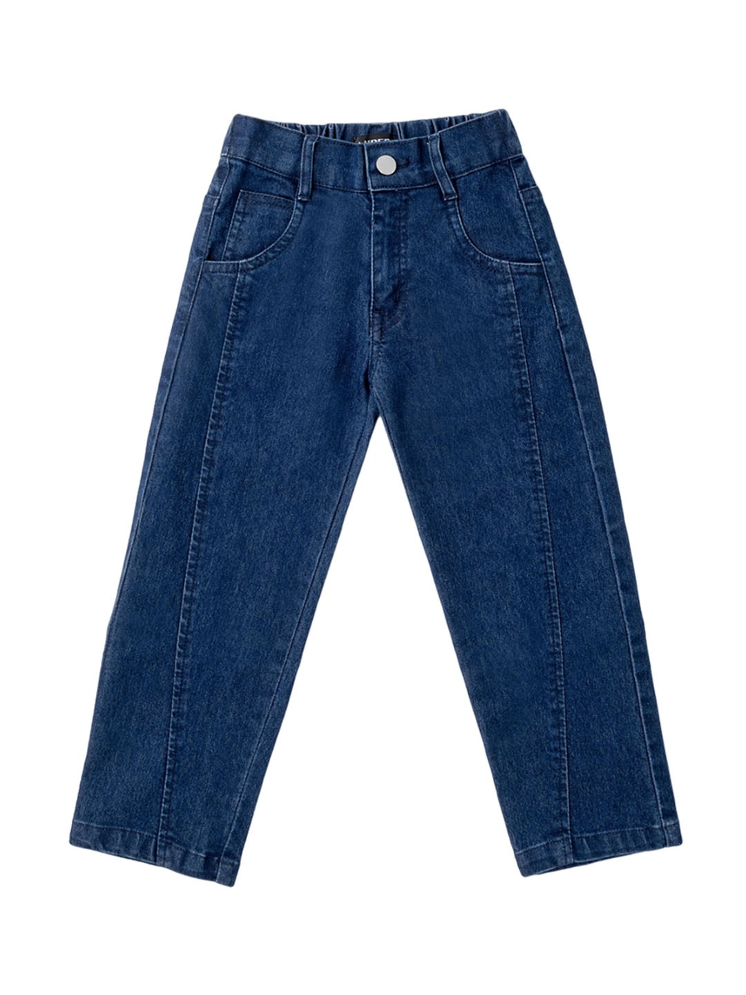 

AMPED Girls Mid-Rise Mom Fit Clean Look Light Fade Stretchable Cotton Jeans, Blue