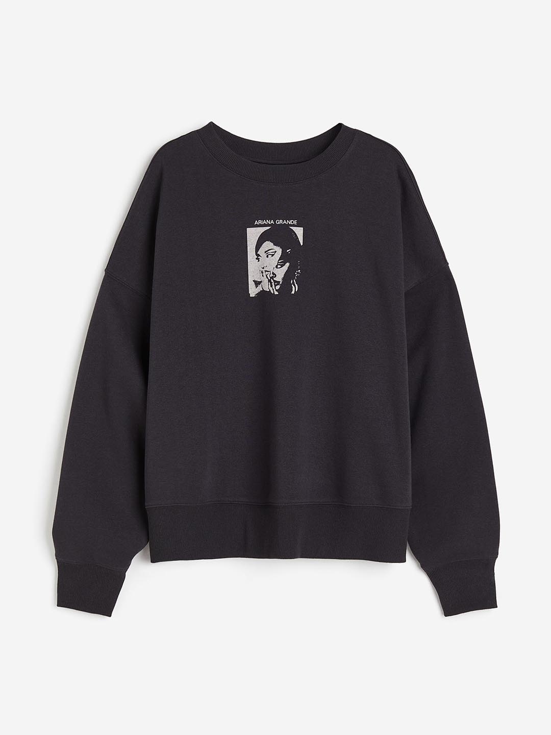 

H&M Women Printed Sweatshirt, Black