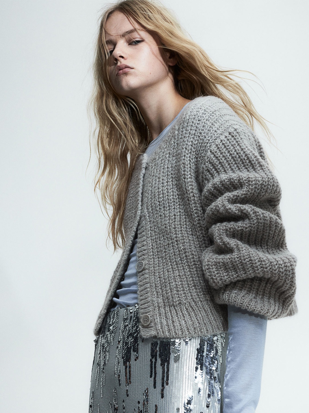 

H&M Knitted Cardigan, Grey