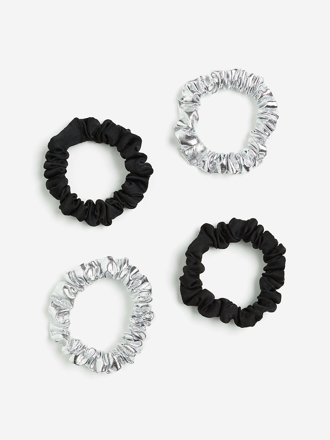 

H&M 4-Pack Mini Scrunchies, Silver