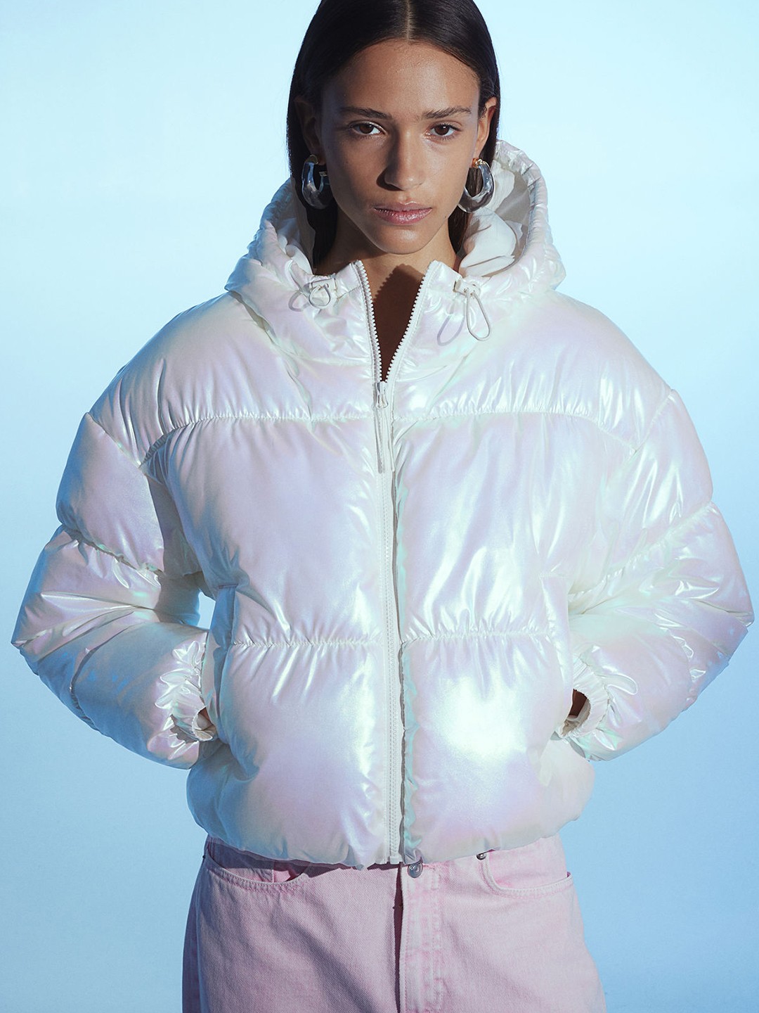 

H&M Hooded Puffer Jacket, White
