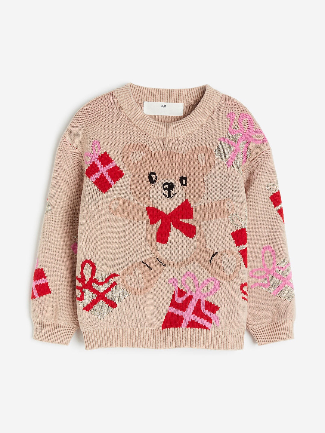 

H&M Girls Jacquard-Knit Jumper, Beige