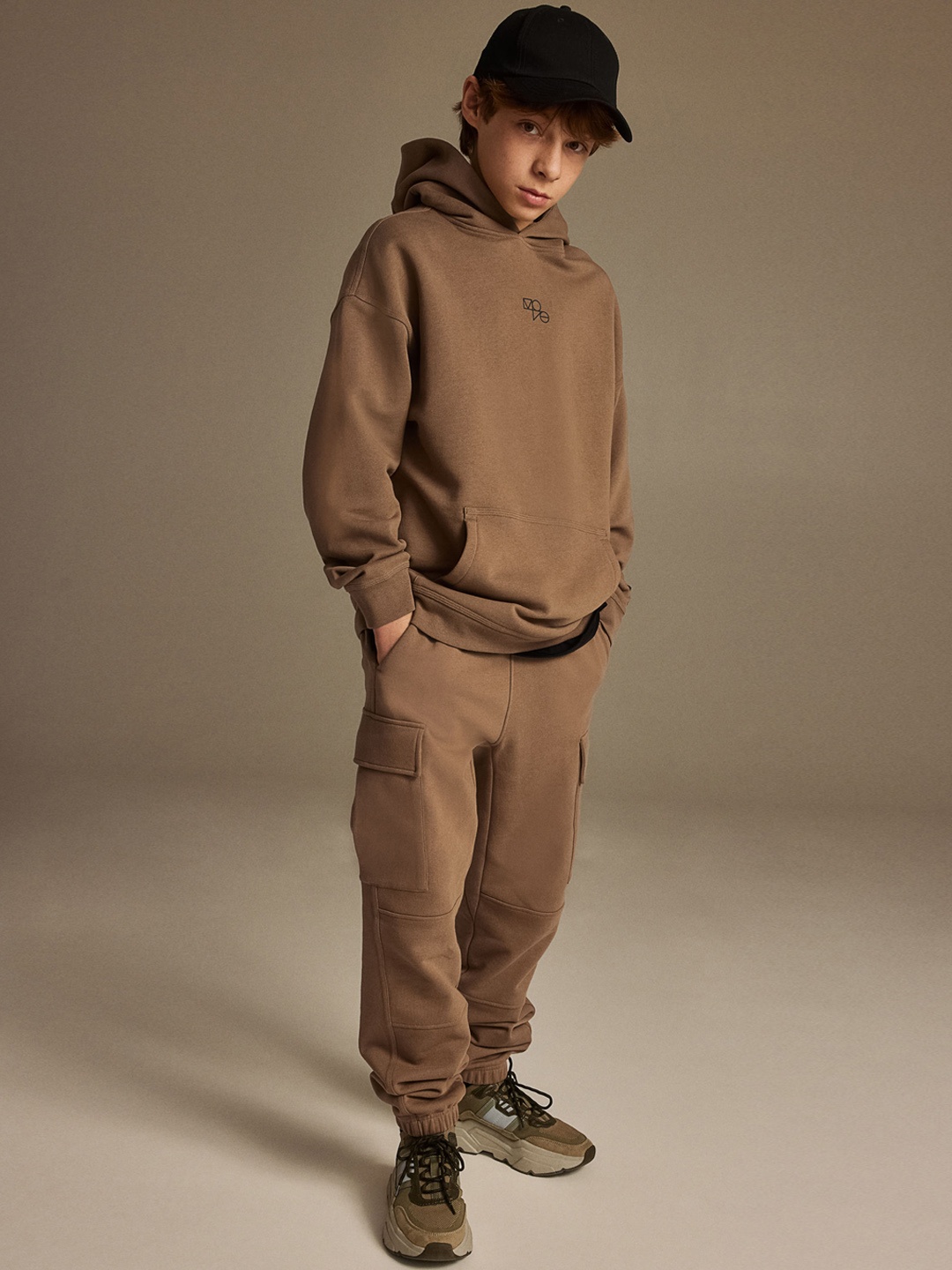 

H&M Boys DryMove Cotton Cargo Joggers, Brown