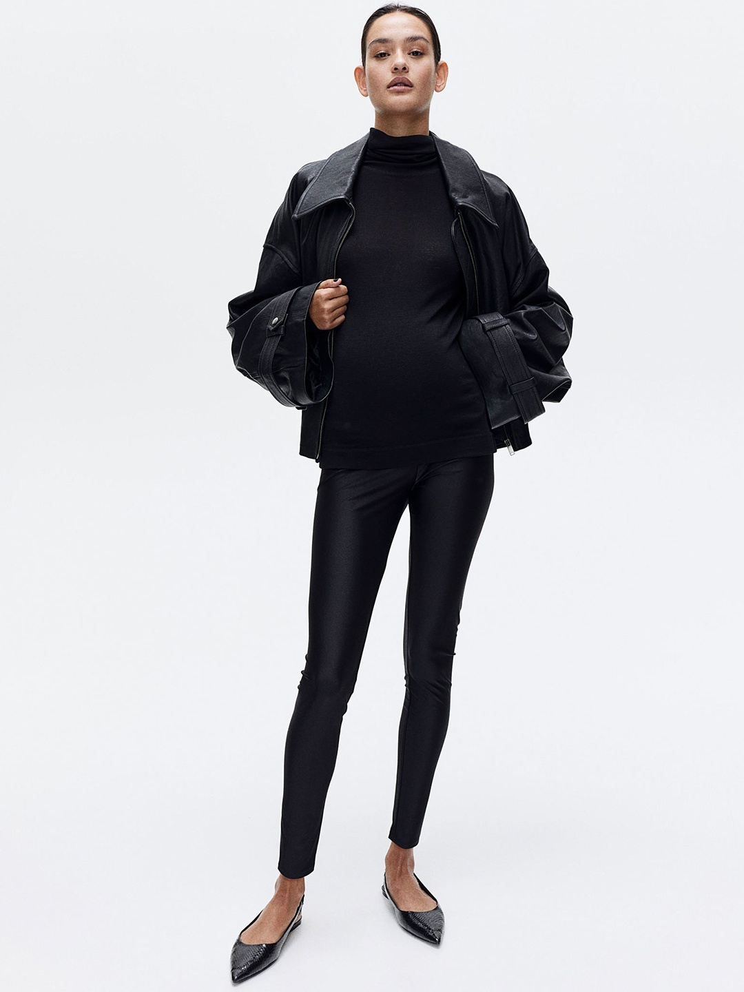 

H&M MAMA Shiny Leggings, Black