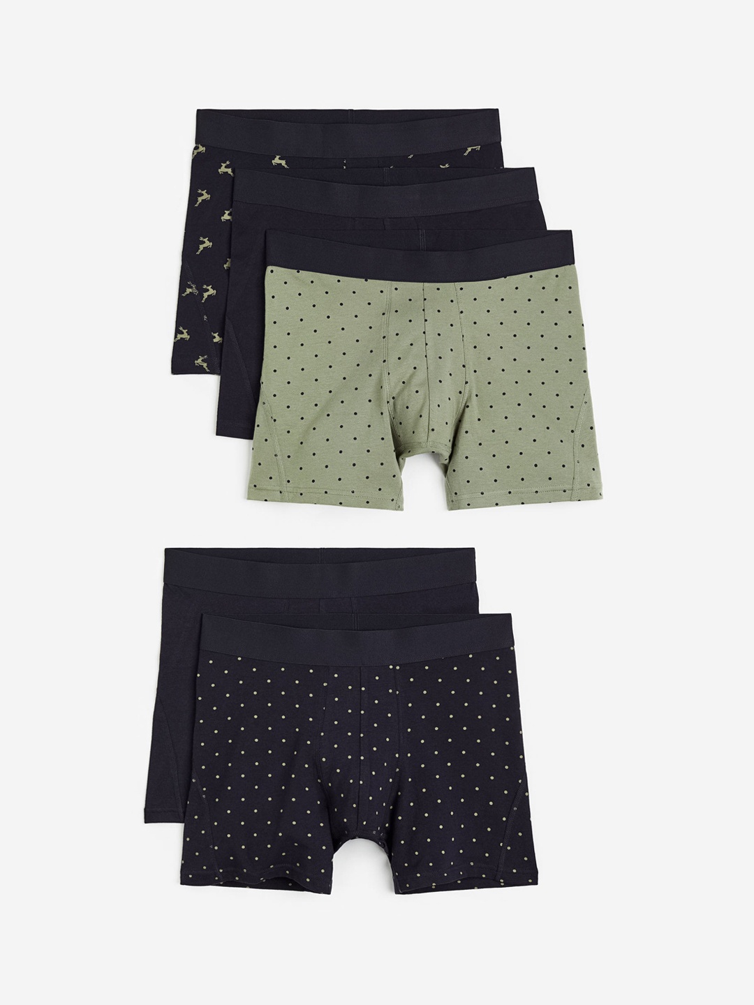 

H&M Men 5-pack Xtra Life Mid Trunks, Green