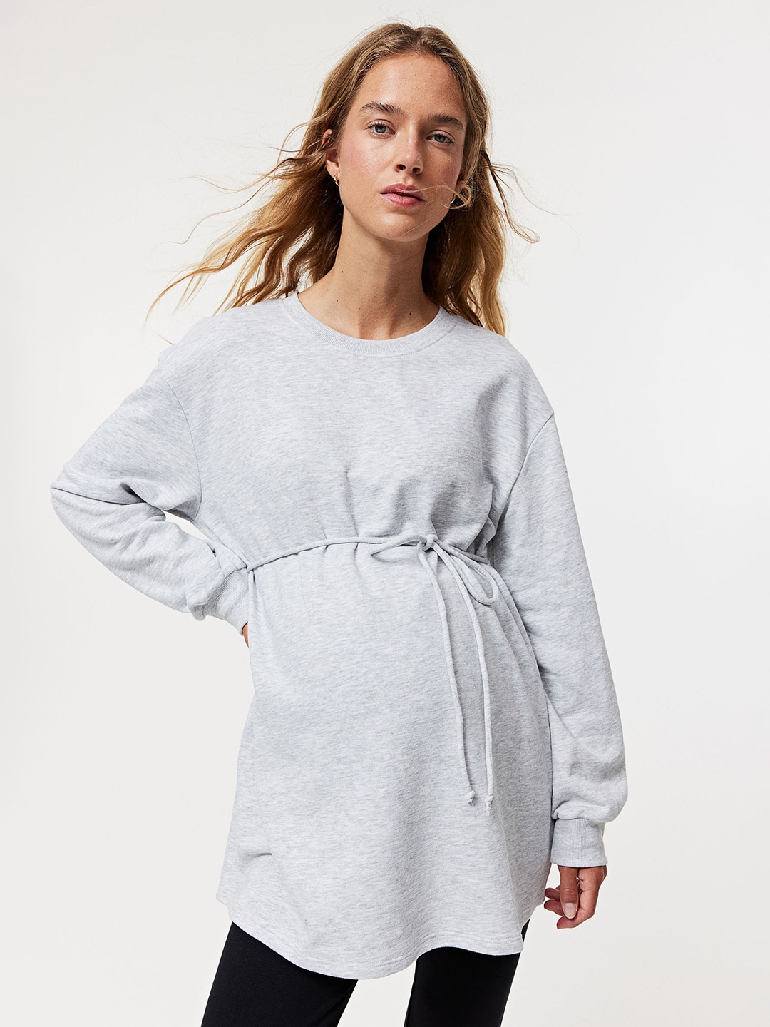 

H&M MAMA Tie-Belt Sweatshirt, Grey