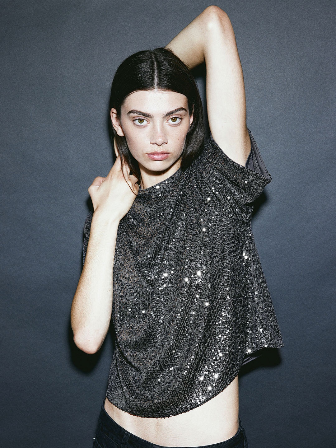 

H&M Sequined Top, Grey