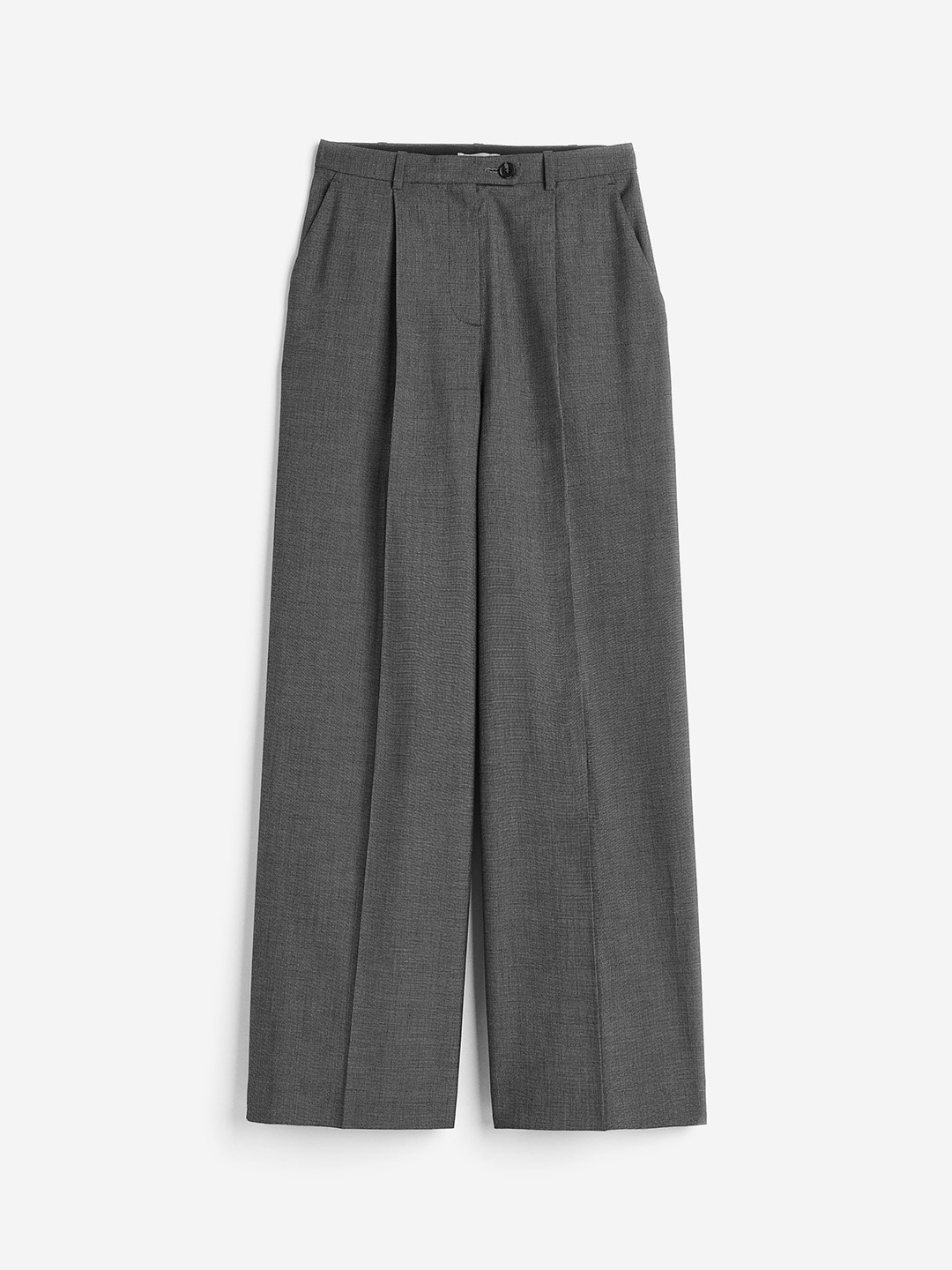 

H&M Women Wide Twill Trousers, Grey