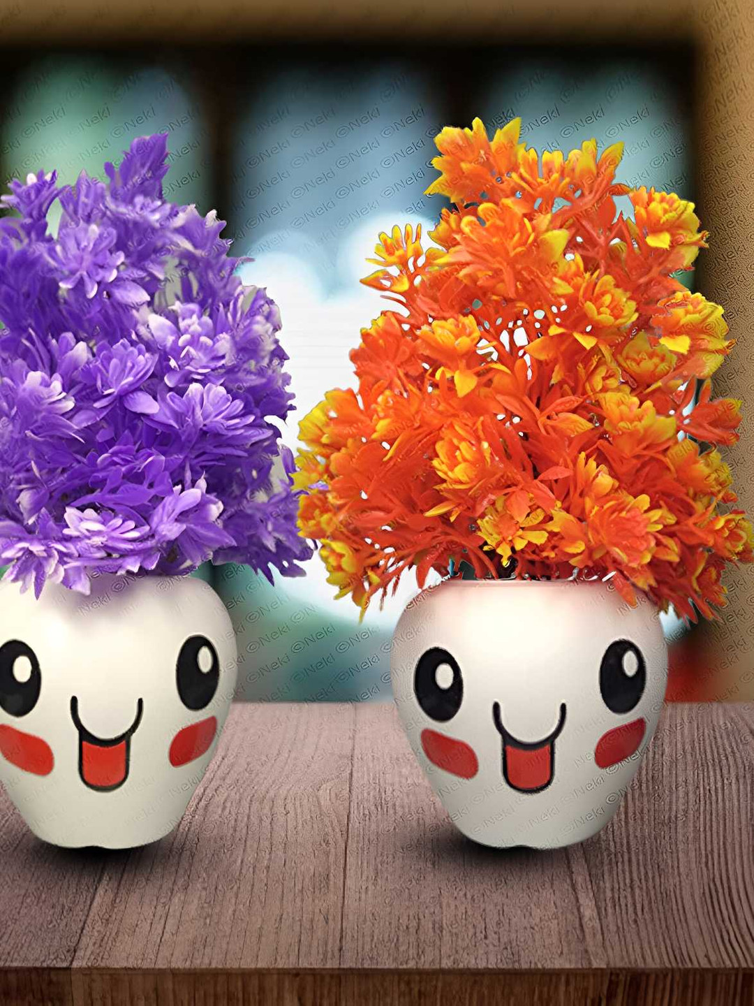 

NEKI Purple & Orange 2 Pieces Artificial plant