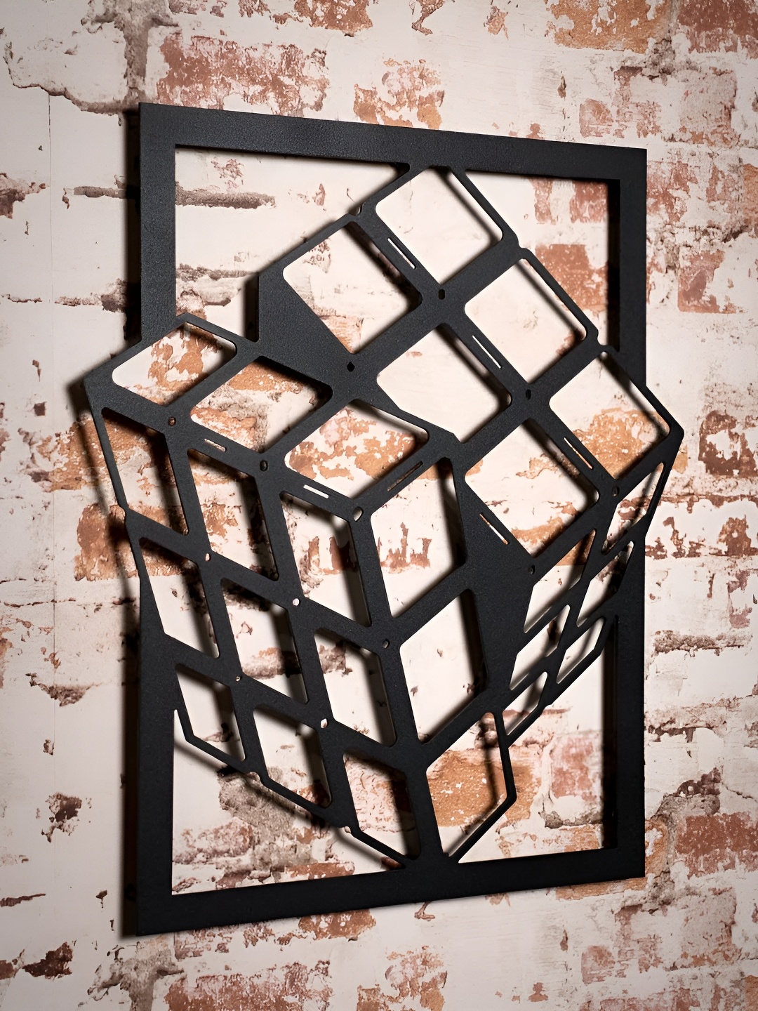 

WALLCENTRE Black Abstract Metal 3D Cube Wall Decor