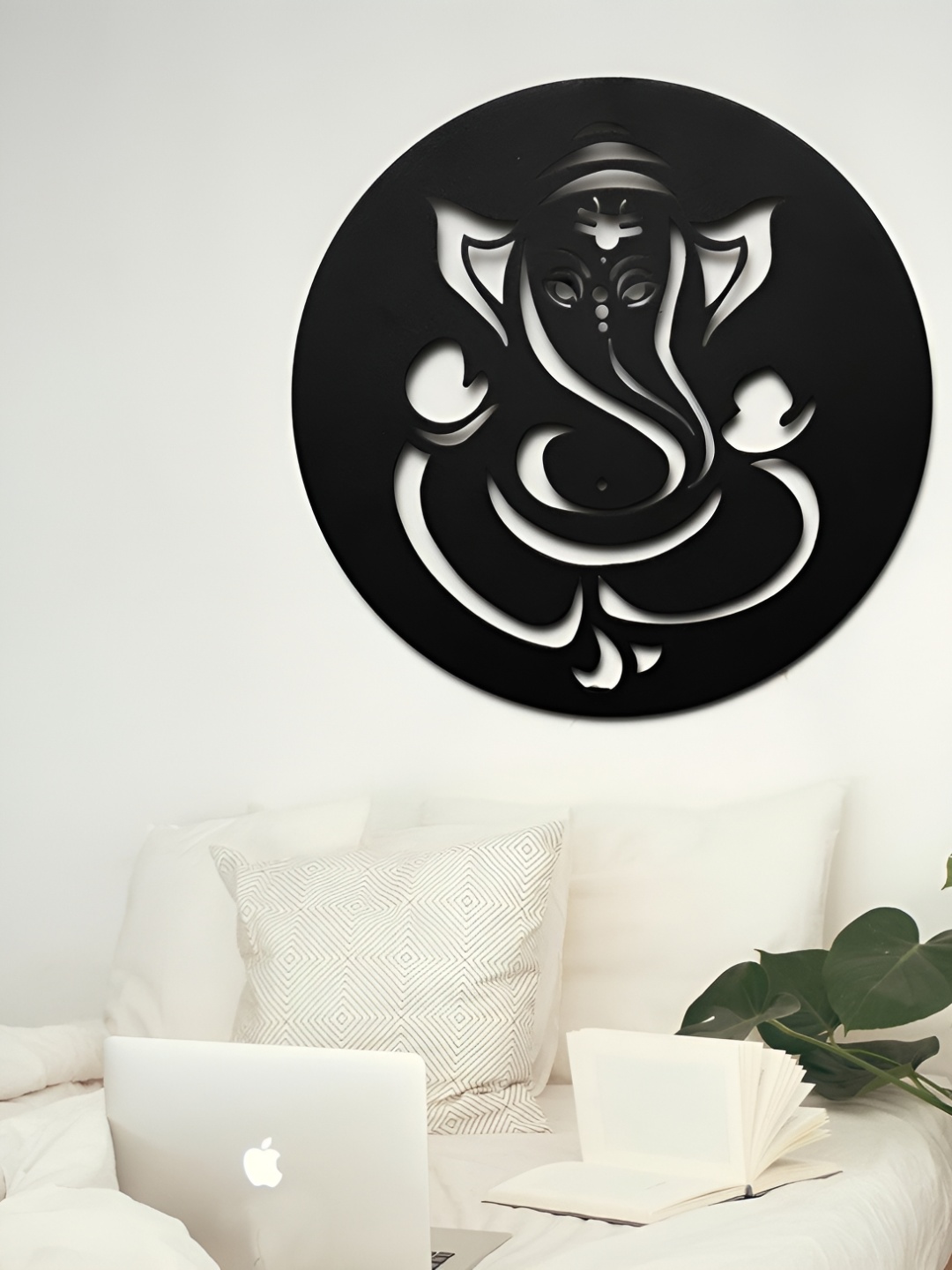 

WALLCENTRE Black Abstract Metal Ganesha Wall Decor