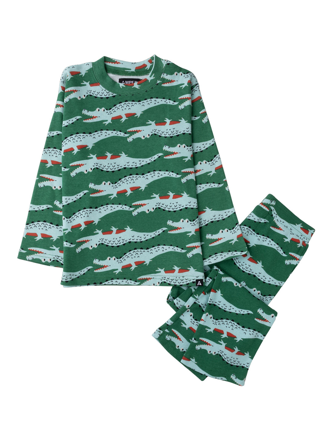 

AMPED Boys Conversational Printed Pure Cotton T-shirt & Pyjamas, Green