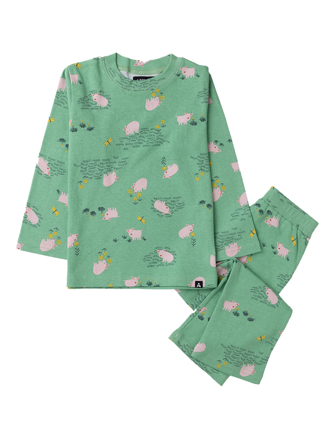 

AMPED Kids Conversational Printed Pure Cotton Night suit, Green