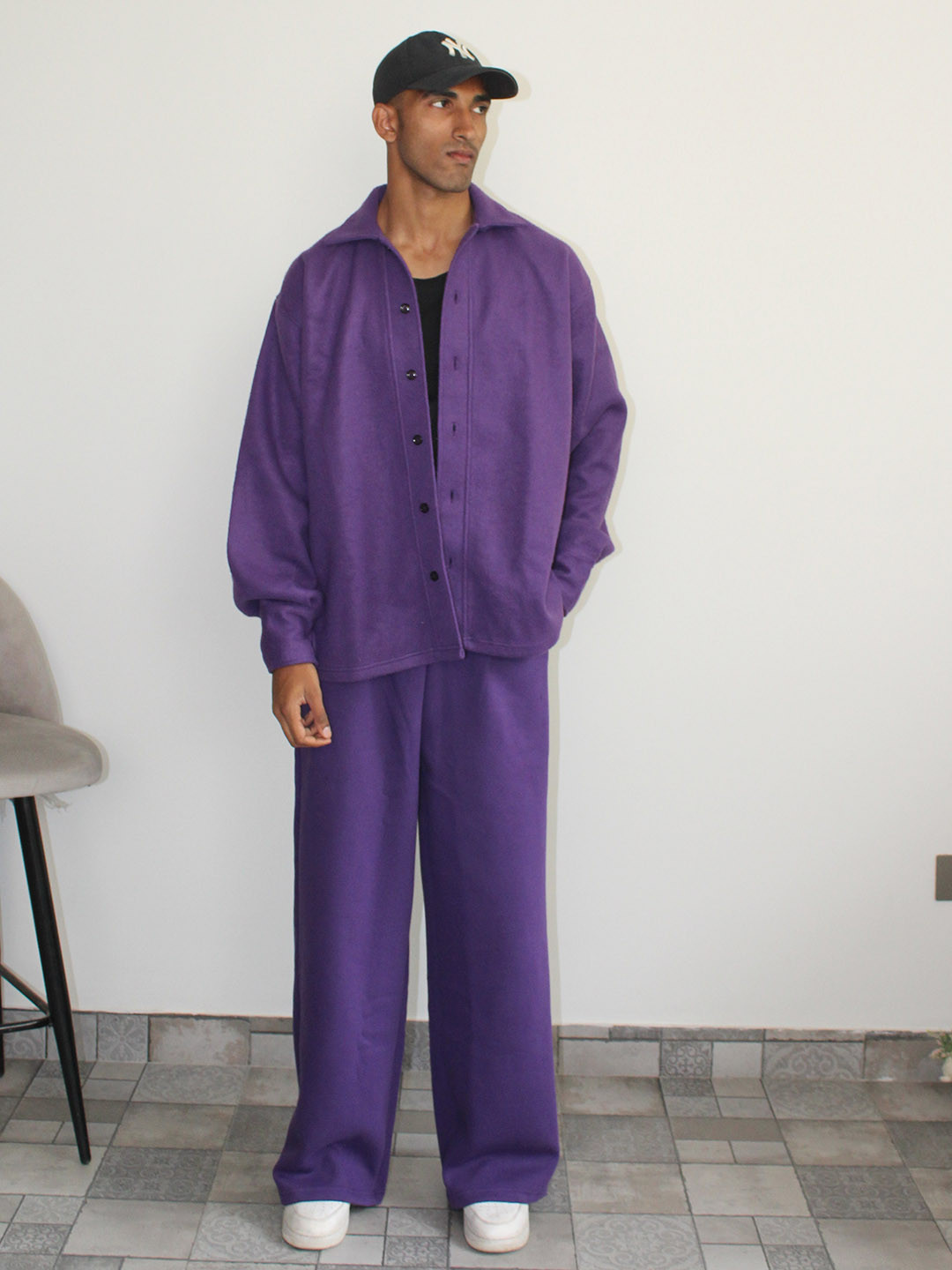 

Obleka Unisex Cotton Fleece Long Sleeves Shirt & Trousers Co-ords, Purple