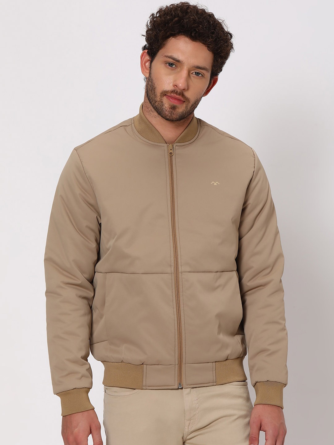 

Mufti Slim Fit Long Sleeves Bomber Jacket, Beige