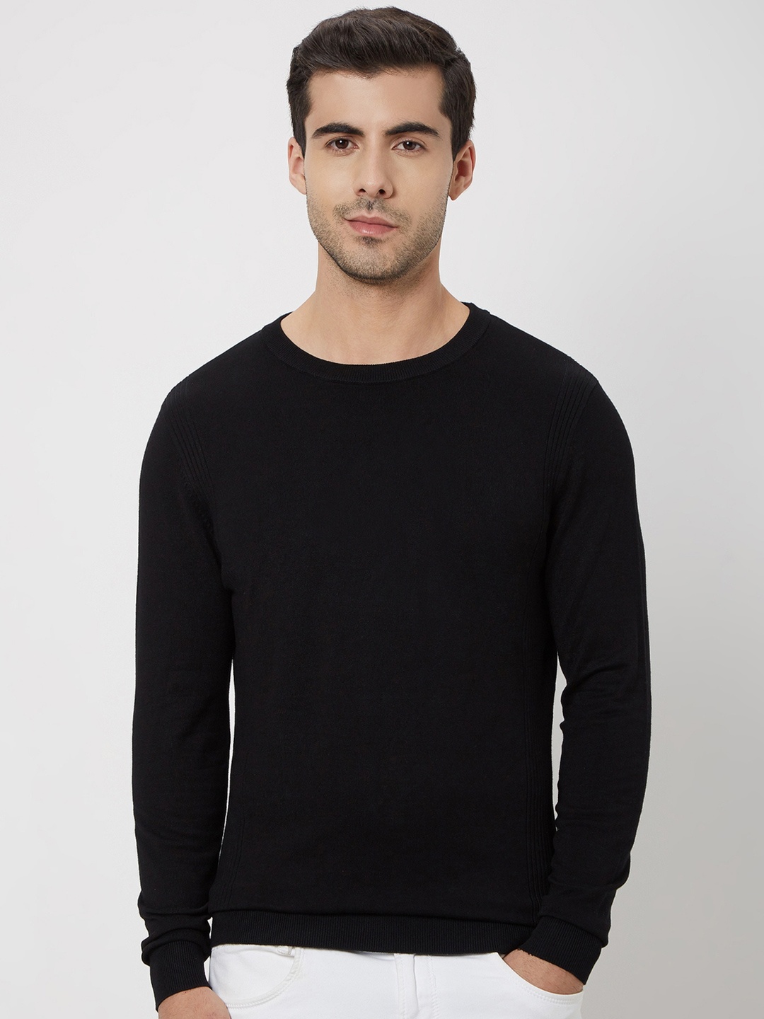 

Mufti Round Neck Slim Fit Cotton T-shirt, Black