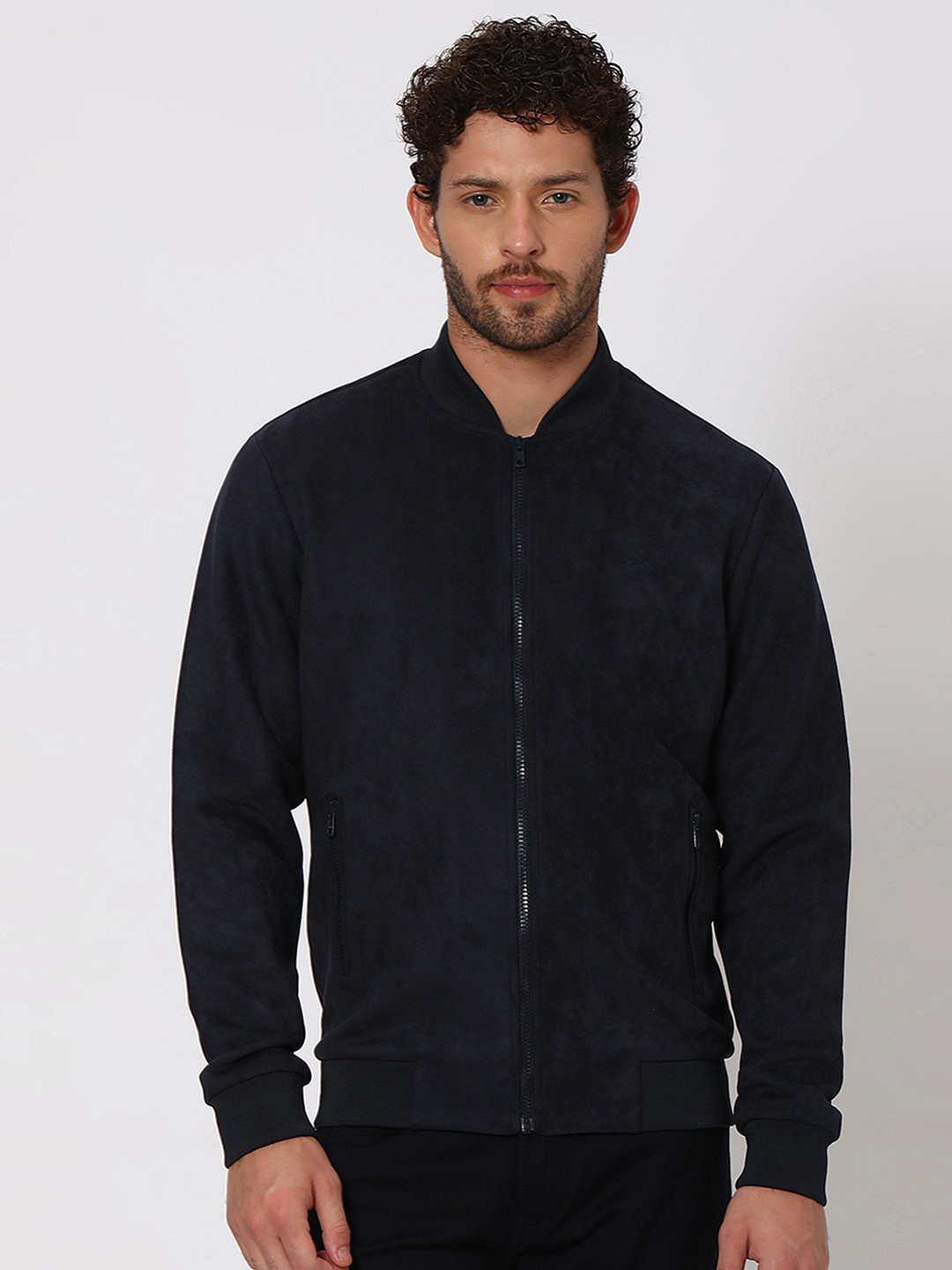 

Mufti Stand Collar Long Sleeves Bomber Jacket, Navy blue