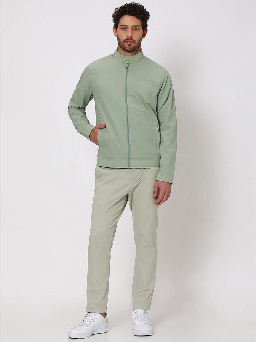 

Mufti Mock Collar Slim Fit Tailored Jacket, Green