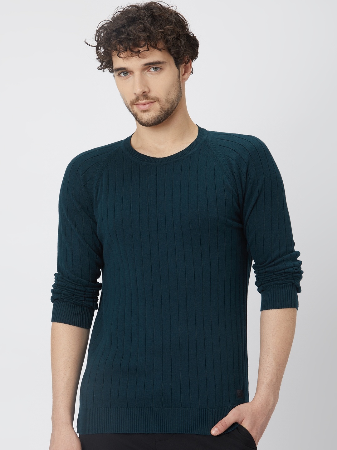 

Mufti Striped Raglan Sleeves Slim Fit Cotton T-shirt, Teal