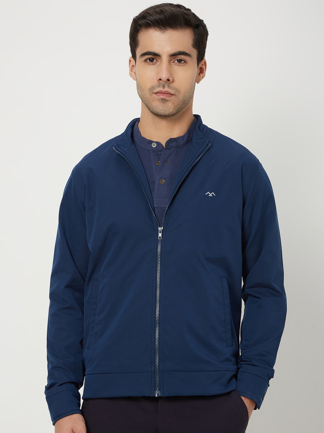 

Mufti Slim Fit Long Sleeves Biker Jacket, Navy blue