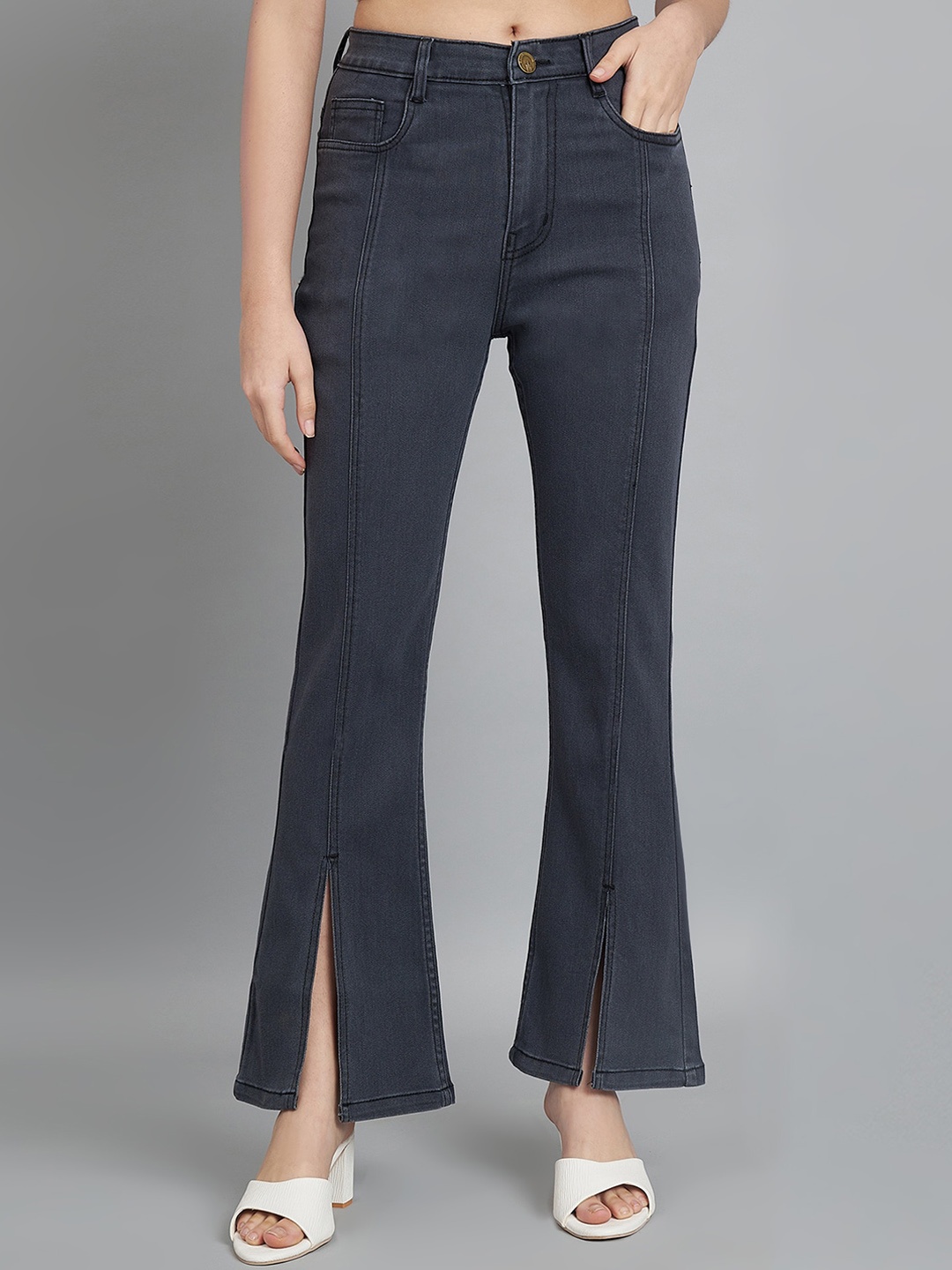 

BAESD Women Jean Bootcut High-Rise Light Fade Denim Jeans, Grey