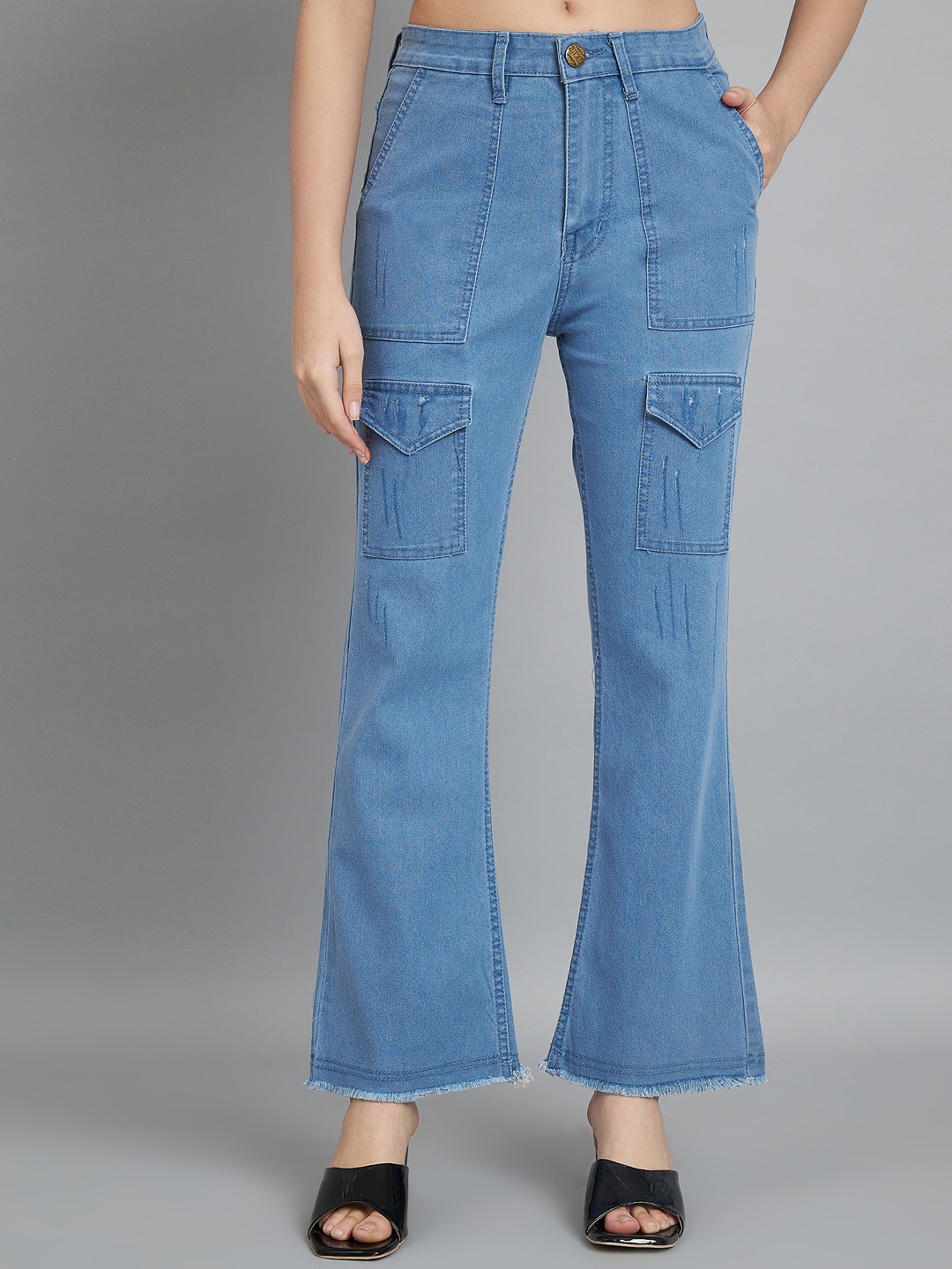 

BAESD Women Jean Bootcut High-Rise Light Fade Cotton Jeans, Blue