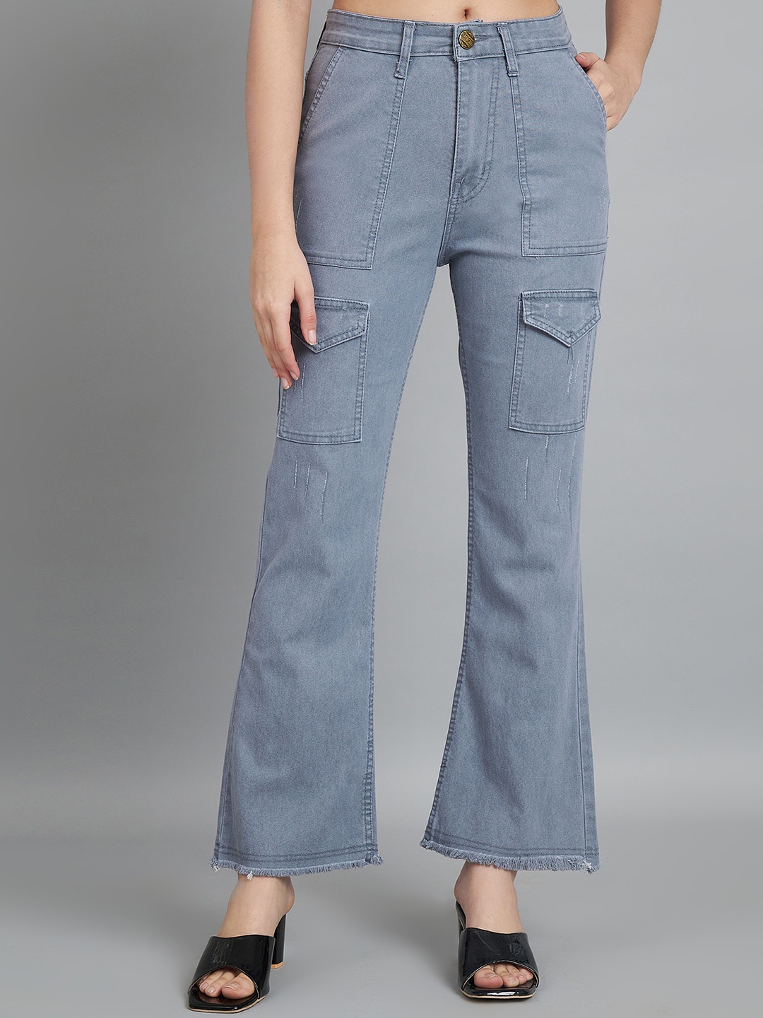

BAESD Women Jean Bootcut High-Rise Light Fade Denim Jeans, Grey