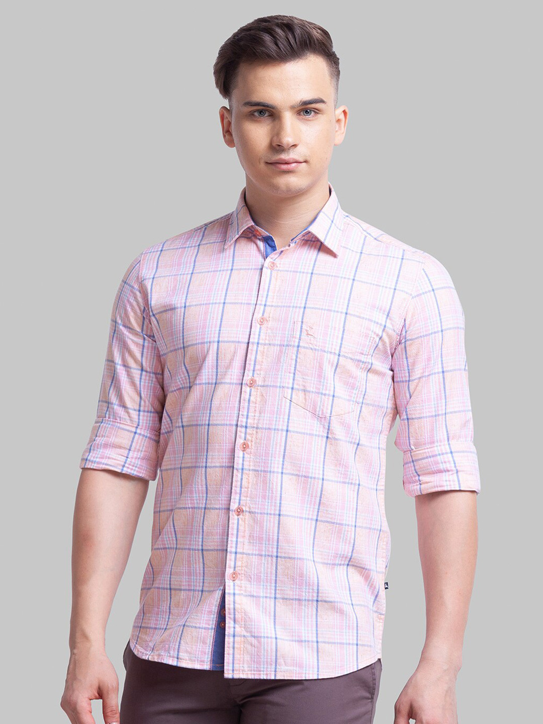 

Parx Slim Fit Tartan Checked Shirt, Pink
