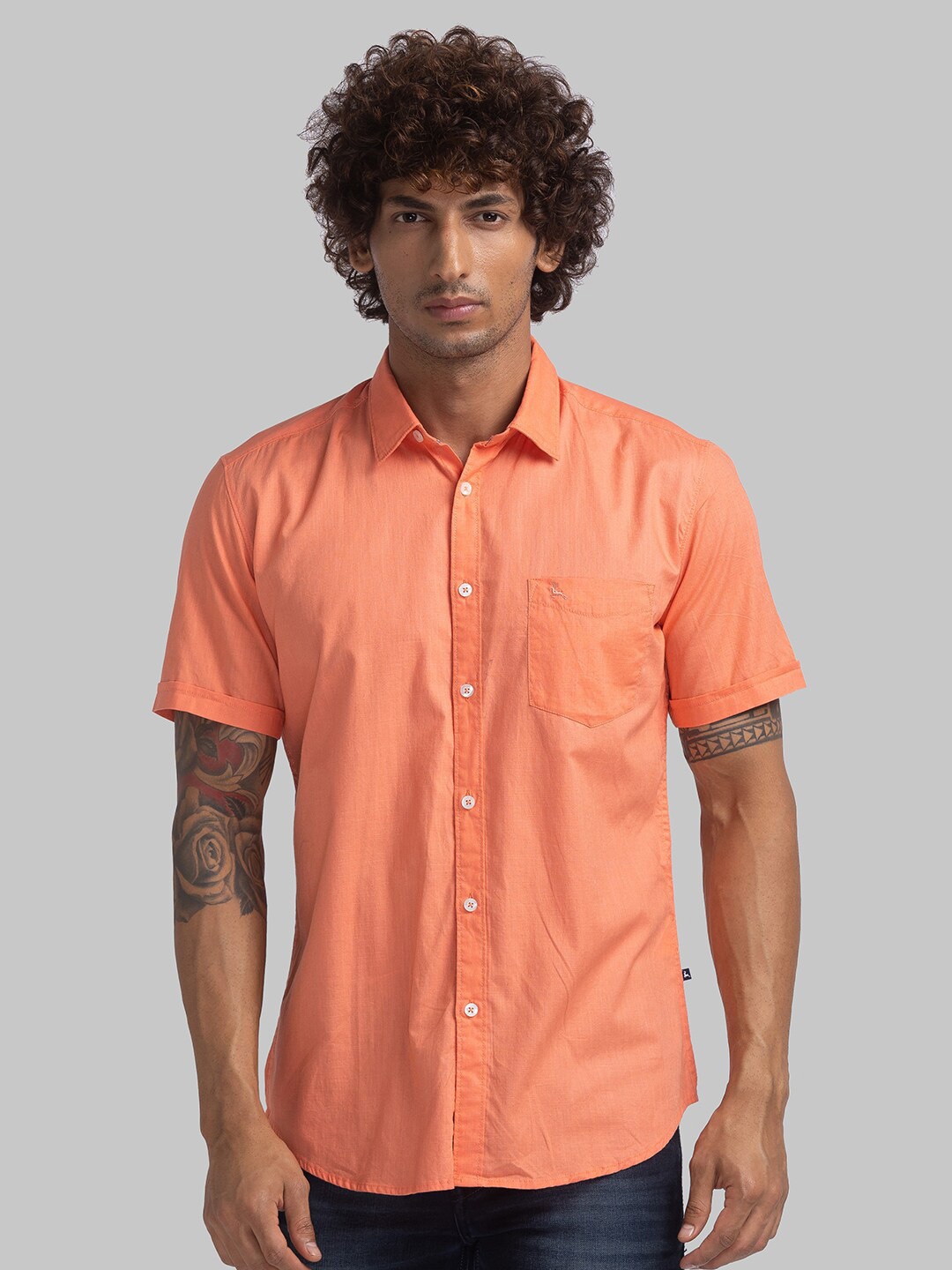 

Parx Slim Fit Pure Cotton Casual Shirt, Orange