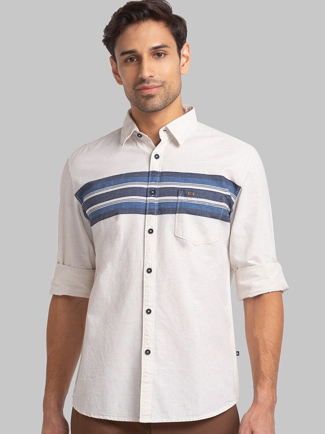 

Parx Slim Fit Pure Cotton Casual Shirt, Blue