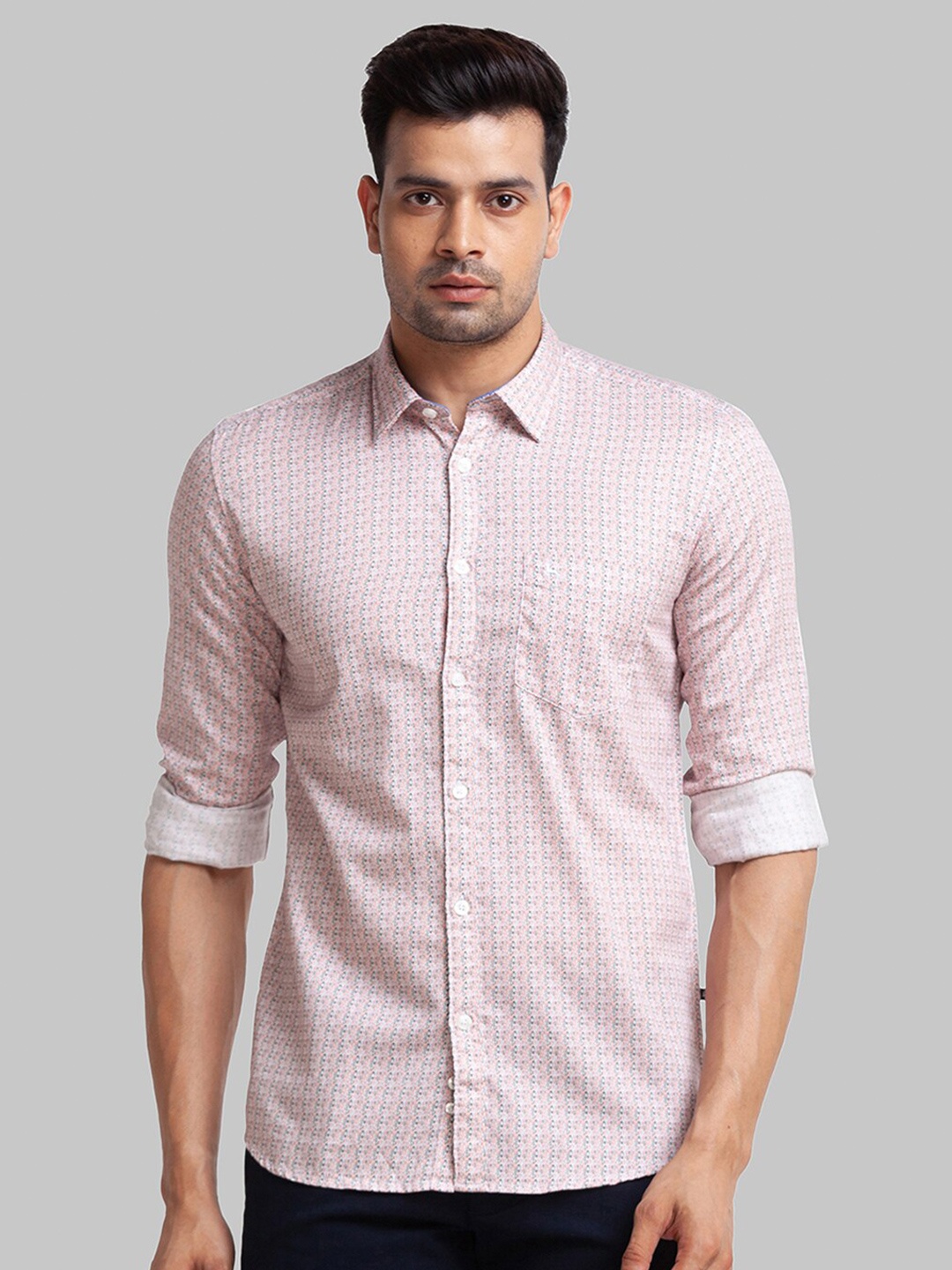 

Parx Slim Fit Micro Ditsy Printed Pure Cotton Casual Shirt, White