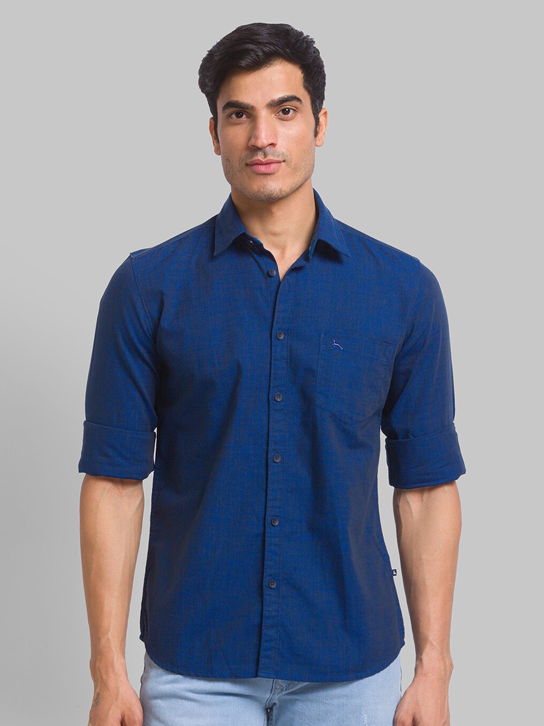 

Parx Slim Fit Pure Cotton Casual Shirt, Blue