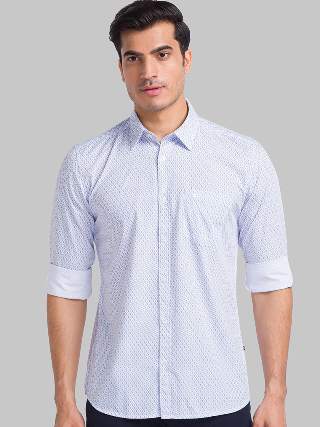 

Parx Slim Fit Geometric Printed Casual Shirt, White
