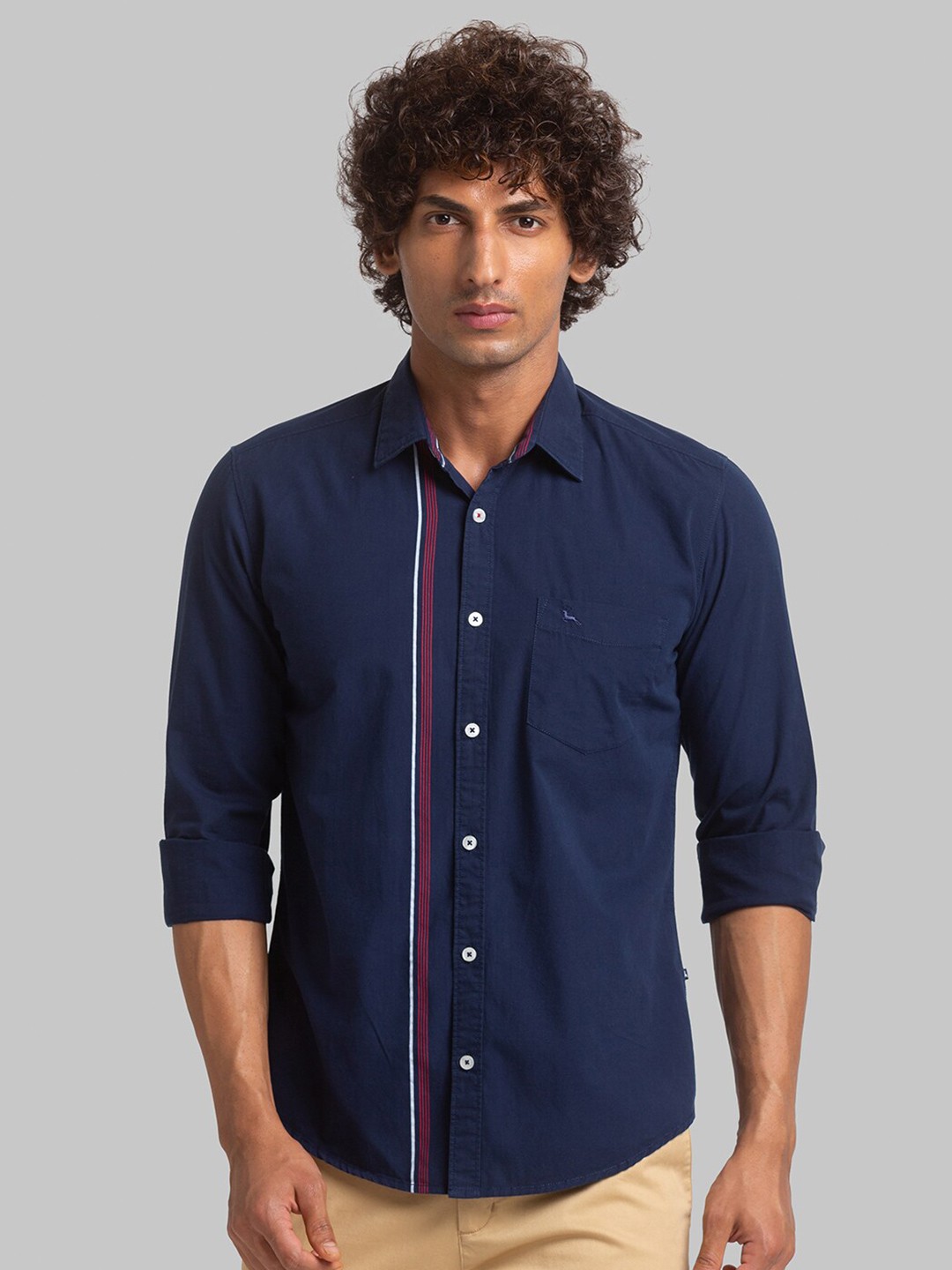 

Parx Slim Fit Spread Collar Pure Cotton Shirt, Blue
